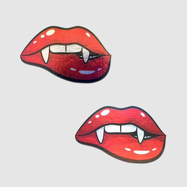 Vampire Fangs Pasties Biting Lip