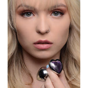 Gemstone Amethyst Heart Plug - Medium
