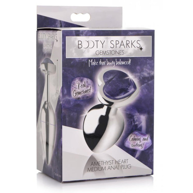 Gemstone Amethyst Heart Plug - Medium