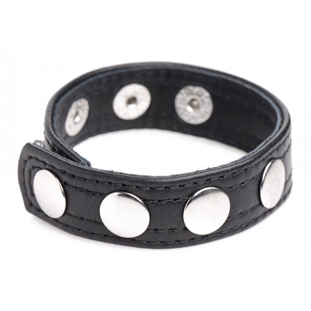 Anneau pénien en cuir Speed ​​Snap - Noir