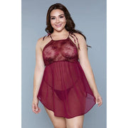 Alana boxed Chemise - Burgundy - 2X  *