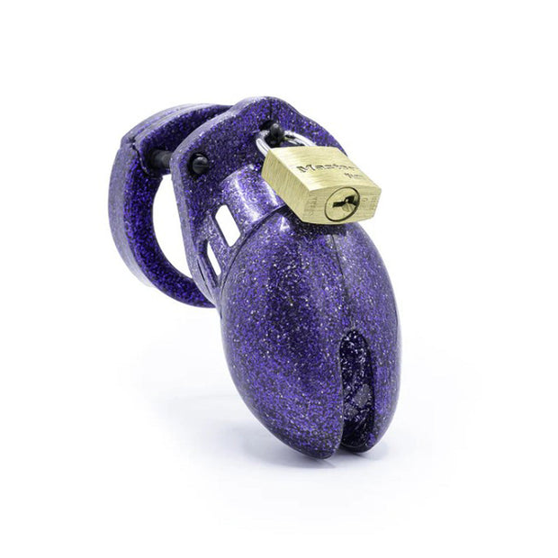 CB-6000S Cock Cage Chastity Kit - Purple Glitter