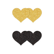 Pretty Pasties Hearts Black/Gold 2 sets