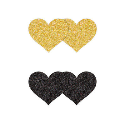 Pretty Pasties Hearts Black/Gold 2 sets