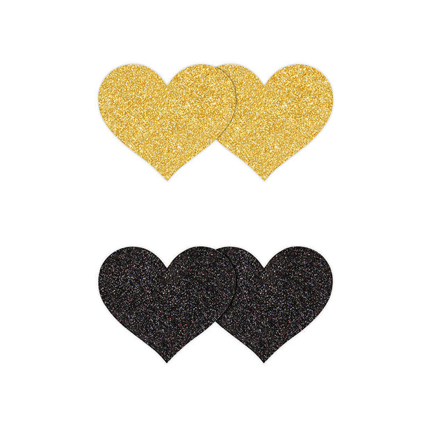 Pretty Pasties Hearts Black/Gold 2 sets