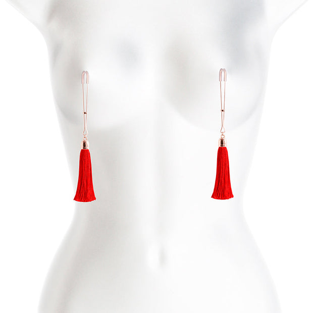 Bound Nipple Clamps - T1 - Red Tassel