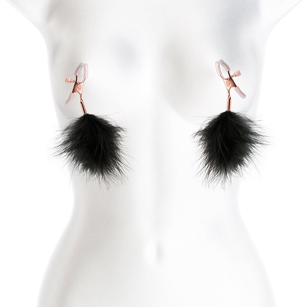 Bound Nipple Clamps - F1 -Black Feather