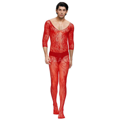 Combinaison homme ouverte à l'entrejambe 3/4 - Rouge*