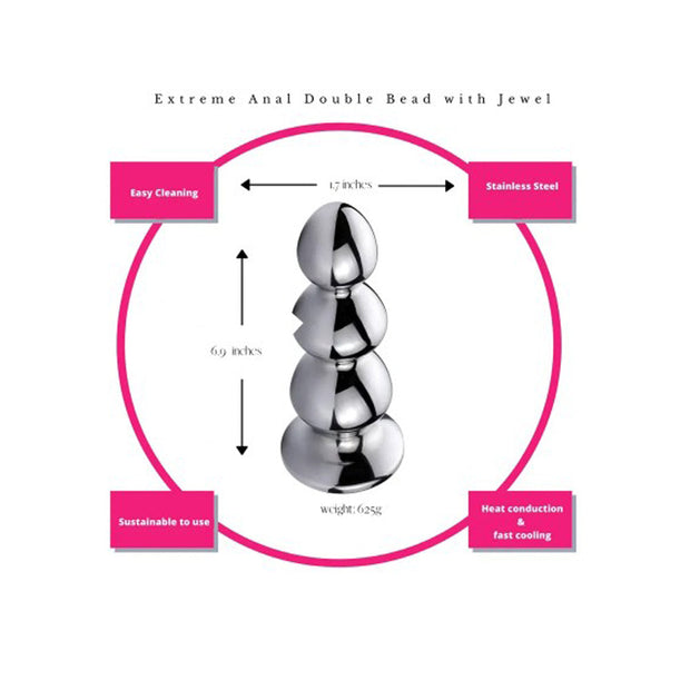 Extreme Anal Triple Bead w/ Onyx jewel