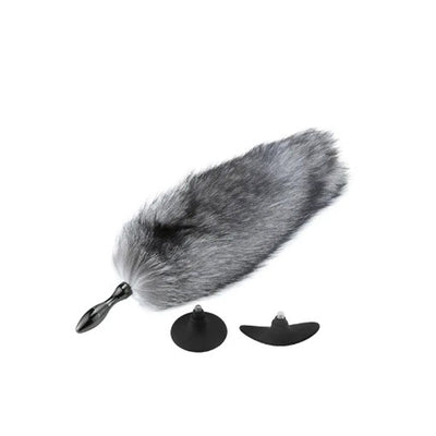 Real Fox Tail Small Tapered Metal Plug