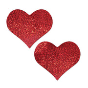 COVERAGE: Heart Glitter Red Full Breast Covers Support Tape XL