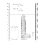 8" Realistic Dildo With Balls - Transpar