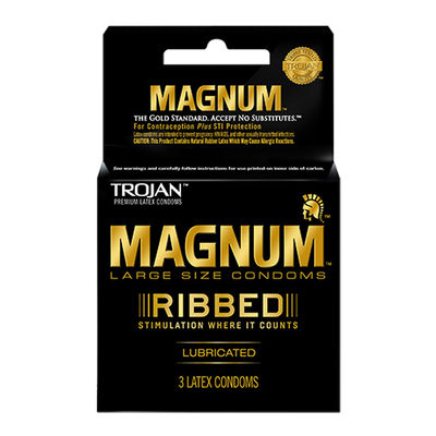 Trojan Magnum Lubricated Ribbed - 3 pk