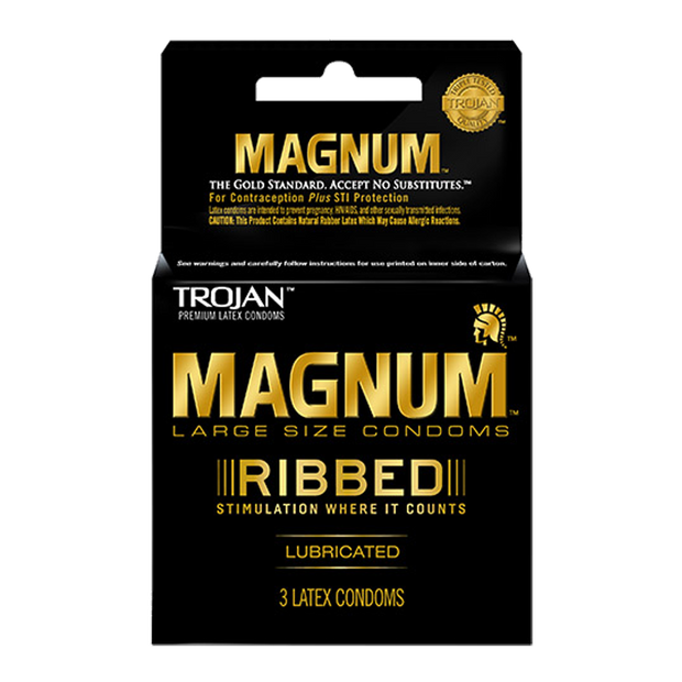 Trojan Magnum Lubricated Ribbed - 3 pk