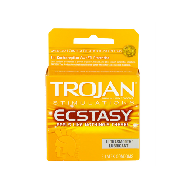 Trojan Ultra Ribbed Ecstacy Condoms 3 pk