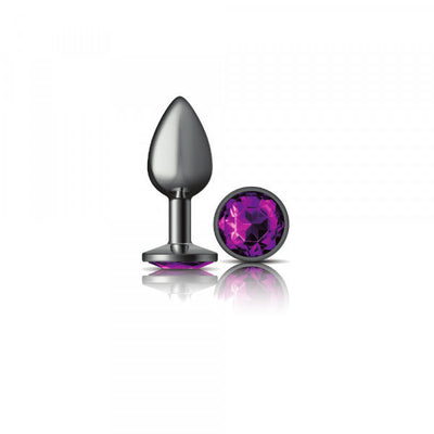 Silver Metal Plug - Round-Purple-Small