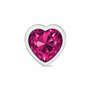 Silver Metal Plug - Heart-Pink-Large