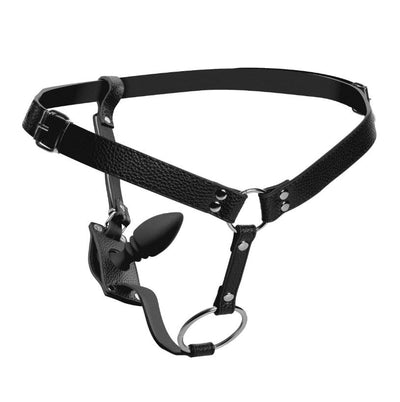 Cock Ring Harness w/ Silicone Anal Plug