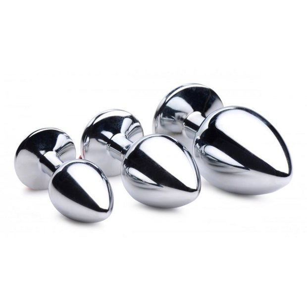 Red Gem with Bells Anal Plug Set