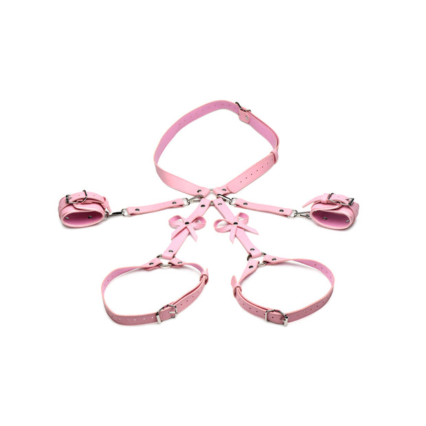 Harnais de bondage avec nœuds - M/L - Rose