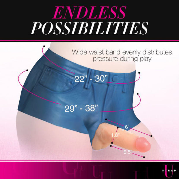 Booty Shorts 6" Dildo Silicone S/O Mediu