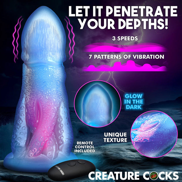 Cocktopus Deluxe Glow-in-the-Dark Vibrating Silicone Dildo w/ Remote