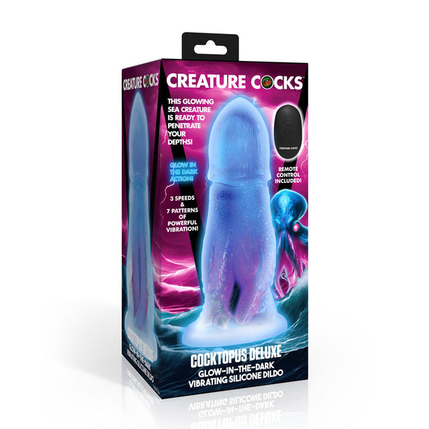 Cocktopus Deluxe Glow-in-the-Dark Vibrating Silicone Dildo w/ Remote