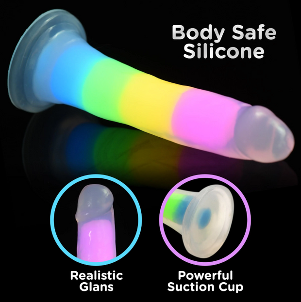 Lollicock 7" GID Rainbow Silicone Dildo*