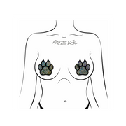 Paw Print Pasties - Disco Silver/Black