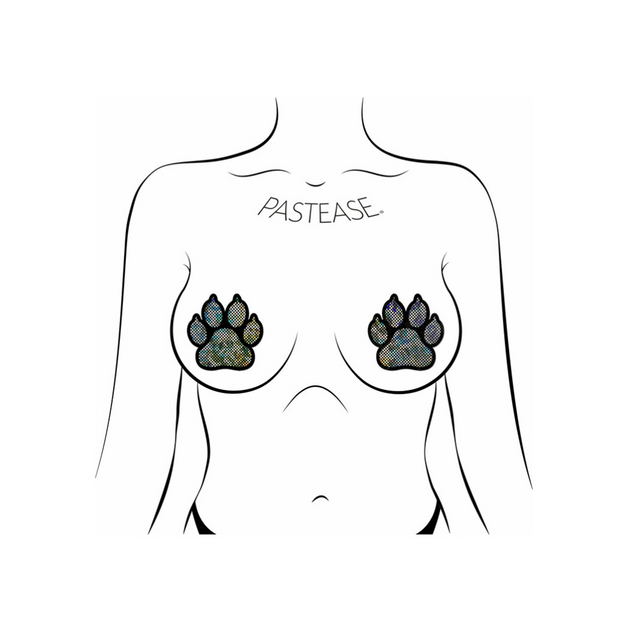 Paw Print Pasties - Disco Silver/Black